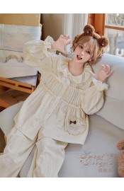 Tan Tuan Bear's House Pajama Blouse and Long Pants Set(Reservation/2 Colours/Full Payment Without Shipping)